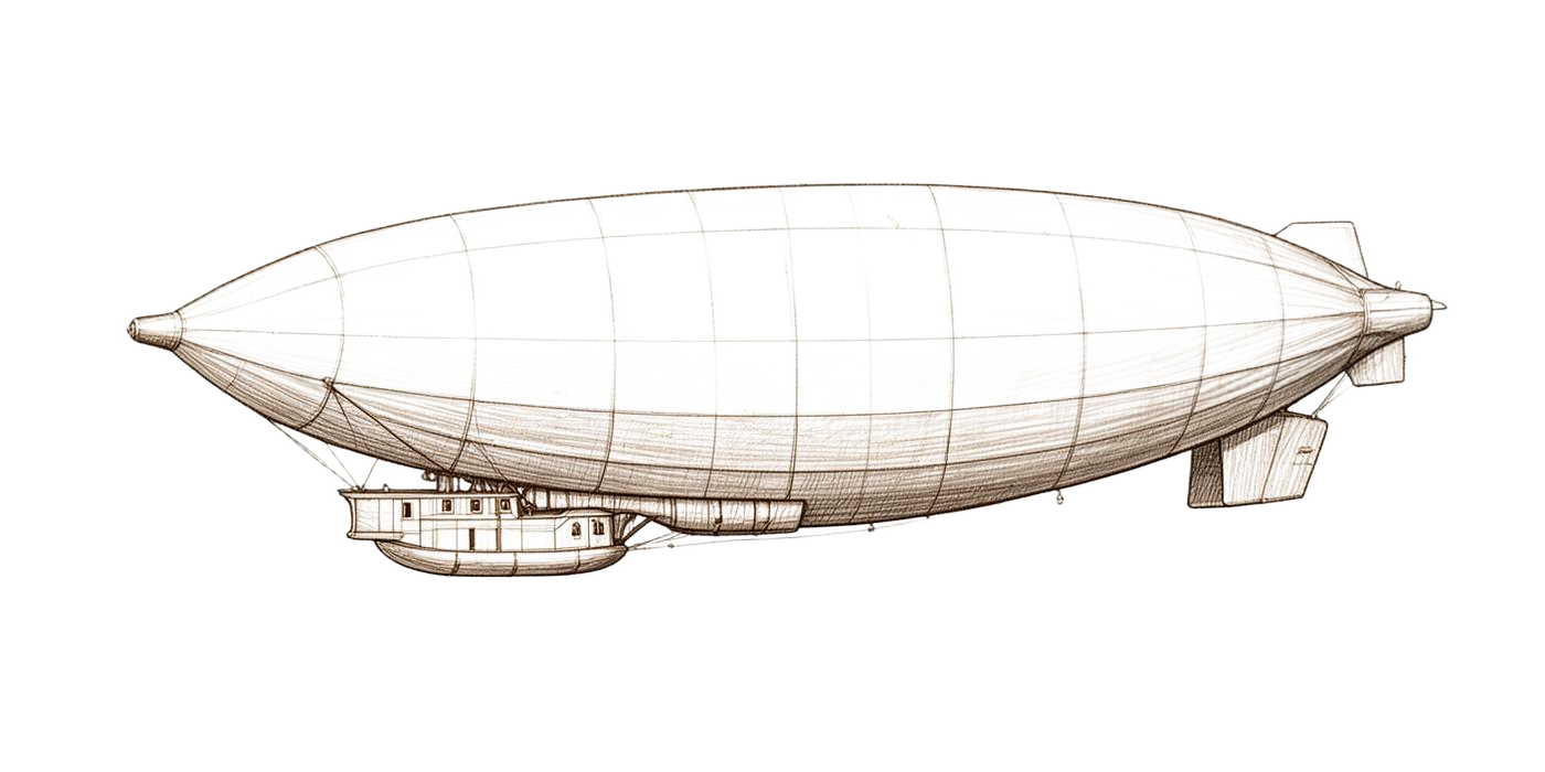 Hand-sketched Wovrn air-ship